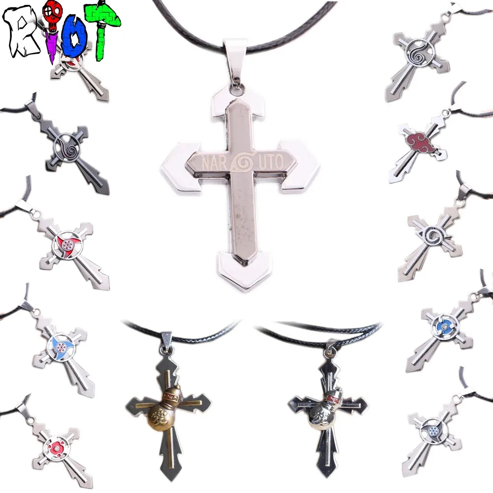 1/шт Аниме Наруто кожаный чокер с цепочкой кулон ожерелье 14 видов стилей крест