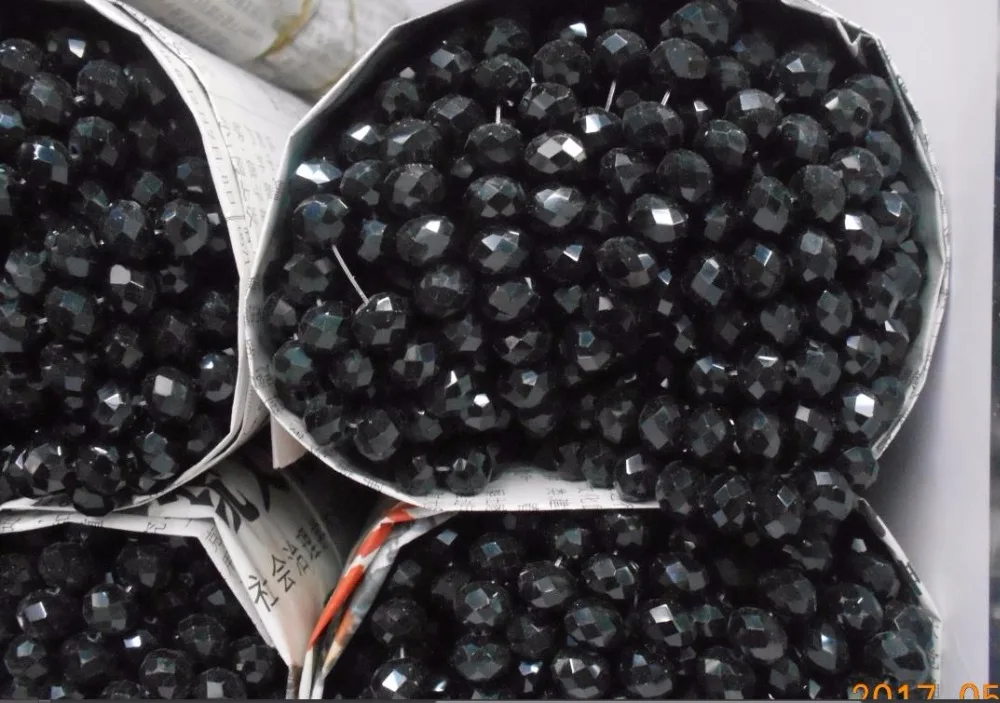 Коробка горячей 50 шт Черный Кристалл Стекло граненый Rondelle бусины 6 мм|faceted rondelle