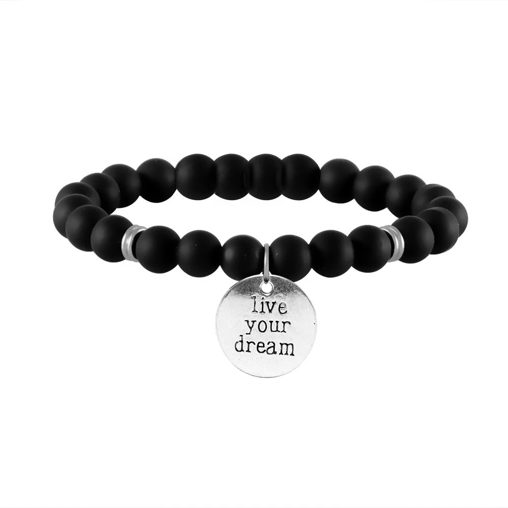 Женский браслет из натурального камня с бусинами|bracelet ribbon|bracelet charmsbreast cancer awareness |