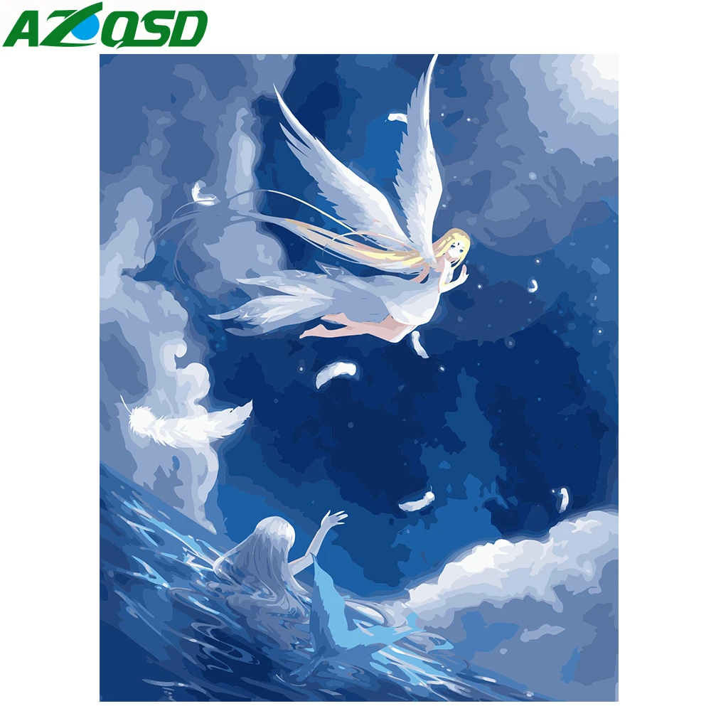 AZQSD фантазия пейзаж краски ing по номерам краска девушка DIY холст картина ручной работы подарок краска ed картина маслом с изображением леса A244
