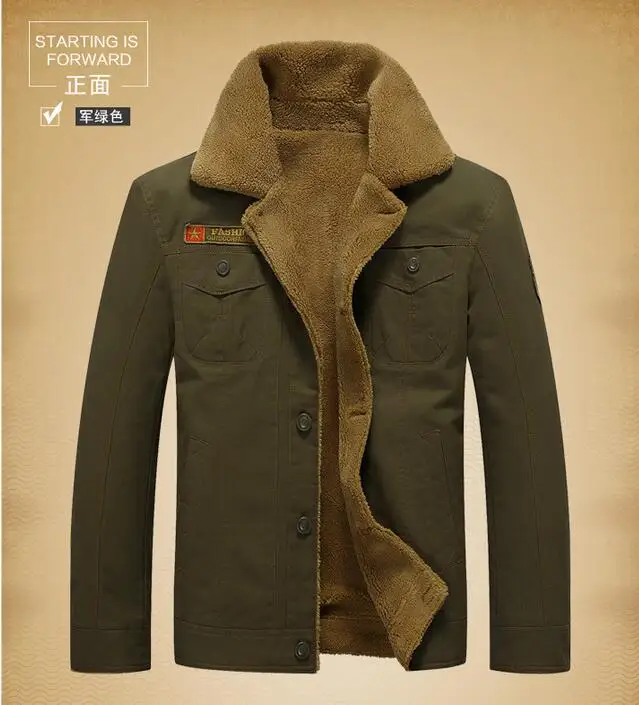 Men's Fur collar Coat Thicken Fleece Winter Jackets Men's Warm Parkas Men's Outwear Military Casual Male Outerwear