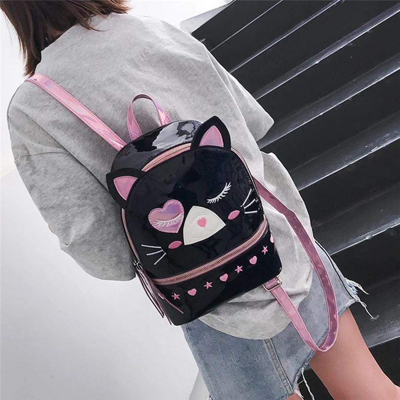 Aelicy милый кот мультфильм рюкзаки для женщин Мода Новые милые школьные сумки для девочек мода лазер личности лазерные рюкзаки водонепроницаемый