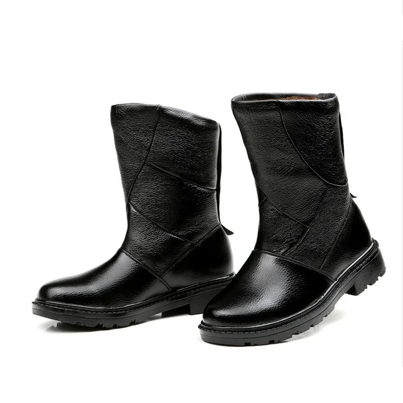 Мужские зимние водонепроницаемые ботинки из натуральной кожи мужские
