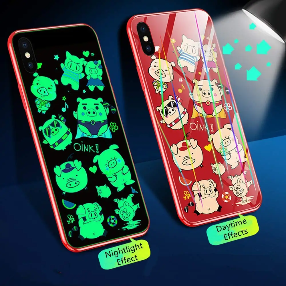 Светящийся чехол из закаленного стекла для iPhone X, 8, 7, 6, 6S Plus, роскошная стеклянная задняя крышка, чехол для телефона s, для iPhone X, XR, XS, MAX, Capa