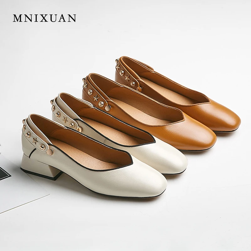 MNIXUAN/однотонные женские туфли лодочки ручной работы 2019 г. Новые весенние