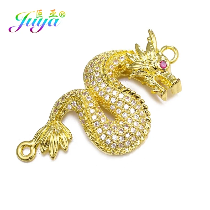 Gold Juya, золото/серебро/розовое золото, китайский узел, дракон, цветок Хамса, соединитель, подвески для браслета ручной работы, серьги, аксессуары для изготовления - Цвет: Gold