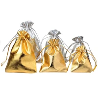 25pcslot jewelry packing silver gold foil cloth drawstring velvet bag 7x9cm 9x12cm 10x15cm wedding gift bags pouches