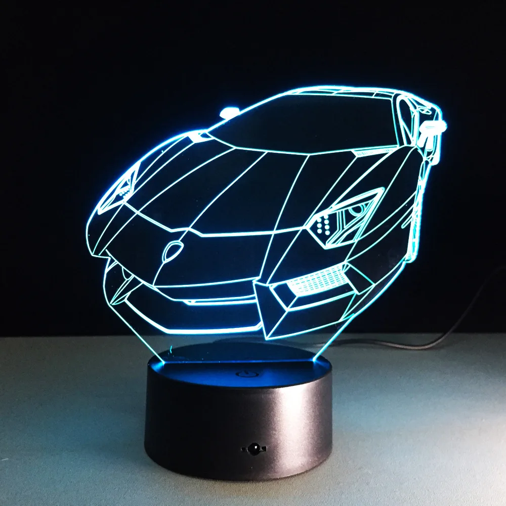 Ночник с 3d иллюзией спортивный гоночный автомобиль настольная лампа