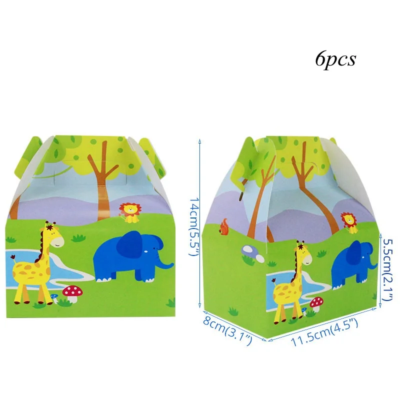 6pcs candy box 1 компл. Динозавр тема фольги воздушные шары с днем рождения баннер детские игрушки Воздушные шары детский душ сафари День Рождения Декор поставки - Цвет: 6pcs candy box
