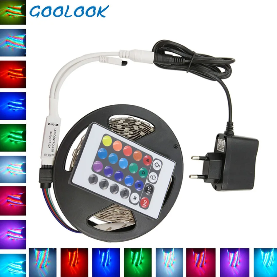 5 м SMD2835 RGB светодиодный светильник DC12V 54 светодиодный s/M лента Диодная неоновая лента tira fita светодиодный s гибкий светильник с адаптером