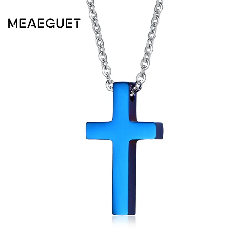 Blue Cross Meaeguet христианский крест кулон для мужчин и женщин распятие мужской вечный церковь Круз колье с кулоном с религиозной символикой 2" цепь - Окраска металла: Blue Cross