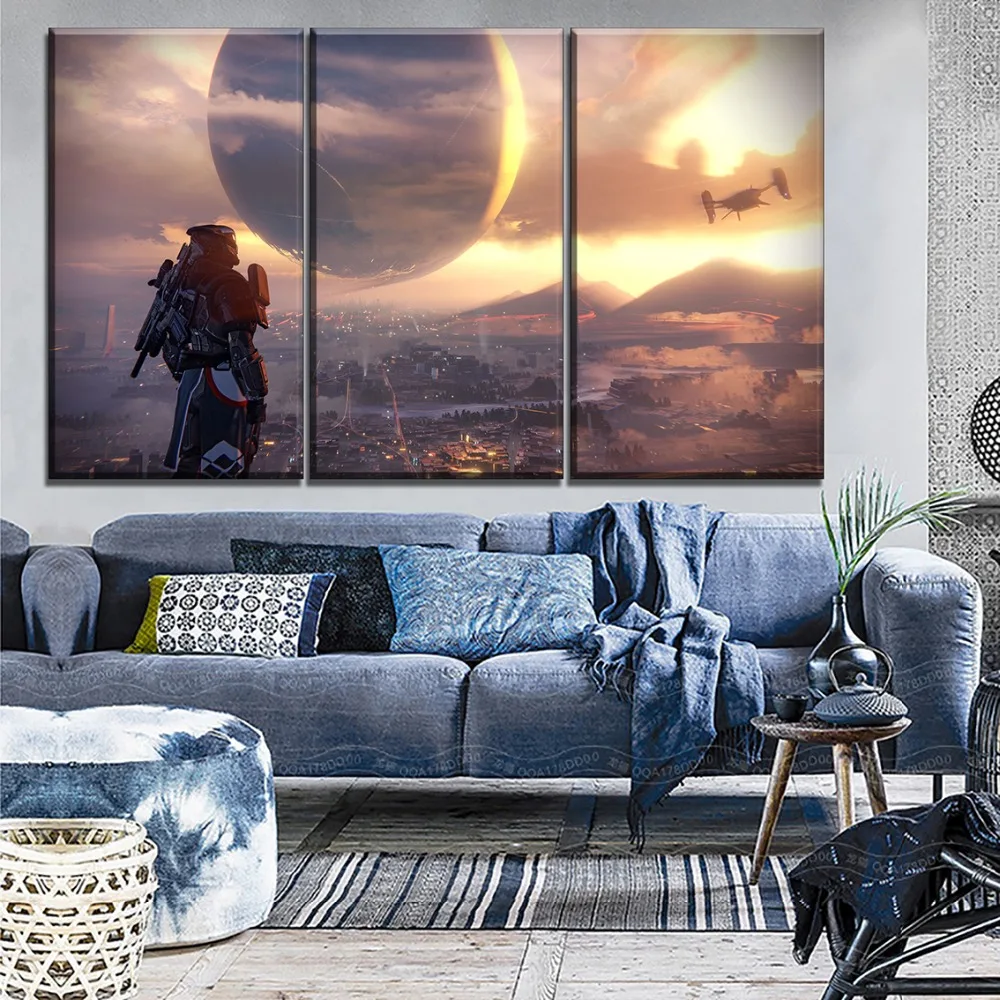 1 панель городская планета научная фантастика игра Destiny плакат Современная
