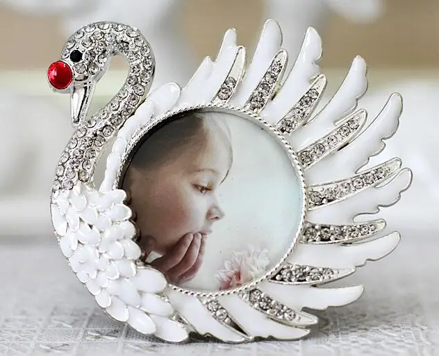 Белая фоторамка в виде лебедя детская алмазная подарки домашний декор на день