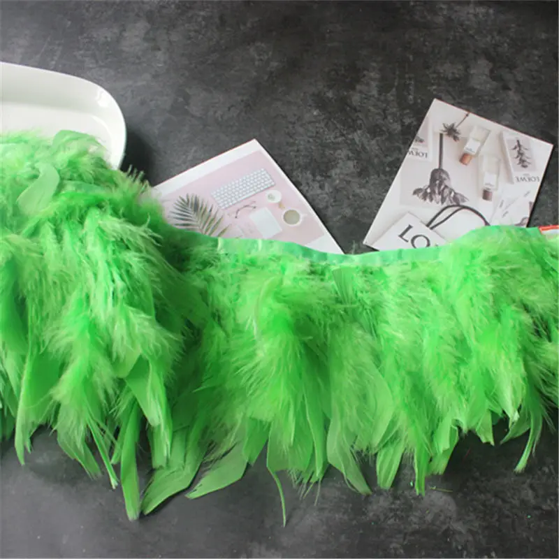light green 1to2 метра индейка перьевая отделка Край ткани DIY швейная одежда и декоративная Свадебная вечеринка - Цвет: light green