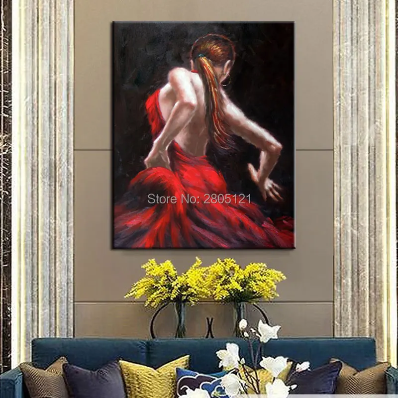 Ручная роспись элегантная Испанская танцовщица девушка картина маслом