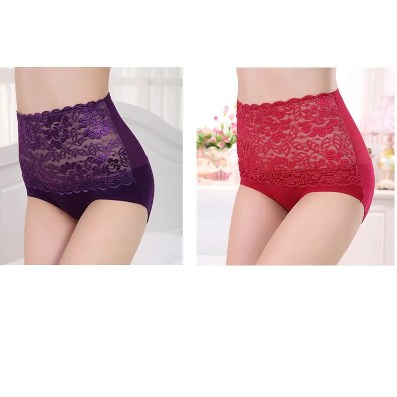 1 purple 1 wine ZYSK, женские сексуальные ультратонкие трусы с высокой талией и контролем живота, женское нижнее белье для коррекции фигуры, кружевное бесшовное нижнее белье для похудения - Цвет: 1 purple 1 wine