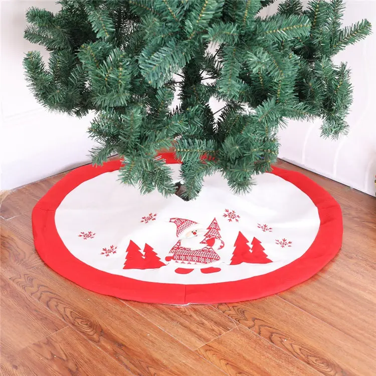 white-red 90cm Белая плюшевая Рождественская елка, Новогоднее украшение для дома, длинная меховая юбка, домашний декор, коврик под елку, Navidad Noel, снеговик - Цвет: white-red 90cm