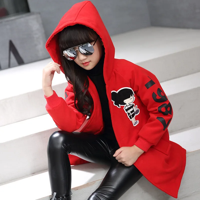 Girls woolen coat winter children's clothes girls autumn and winter quilted padded woolen Outerwear