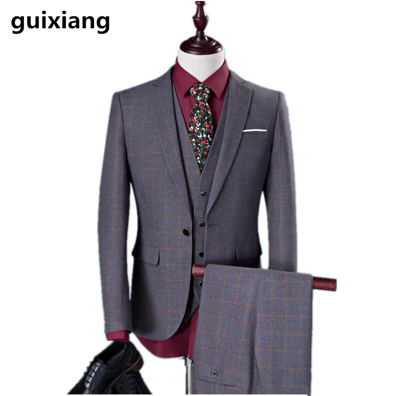 (Куртка + жилет брюки) 2017 Весна Новый стиль мужские деловые костюмы