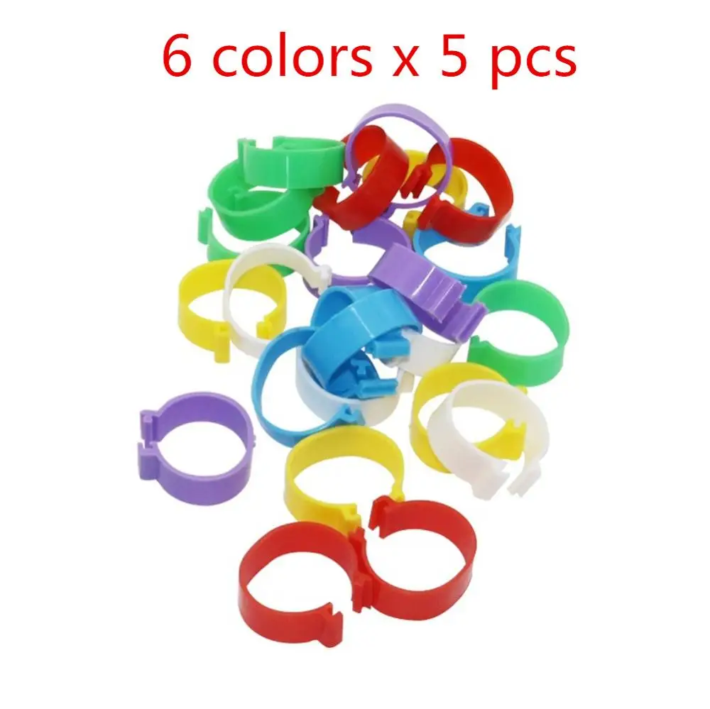 6 colors x 5 pcs 25 мм Птичье кольцо для ног курица утка гусь товары для кормления птиц 6 цветов пряжка Тип Клип Кольца фермерское Оборудование 30 шт - Цвет: 6 colors x 5 pcs