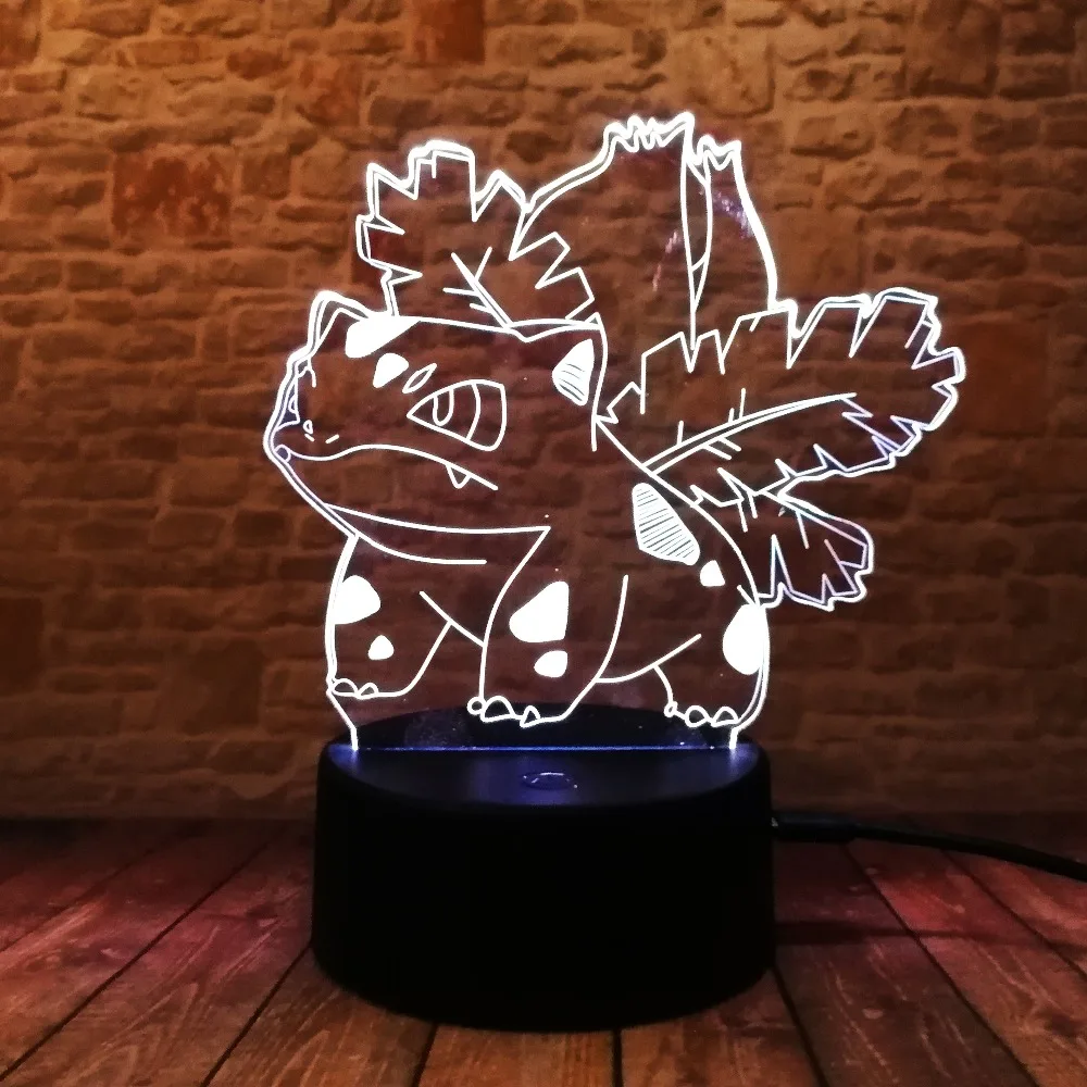 Покебол PIKACHU Bulbasaur Bay Role 3D RGB лампа Pokemon Go экшн-фигурка визуальная Иллюзия светодиодный Праздничный Рождественский подарок Ночной светильник