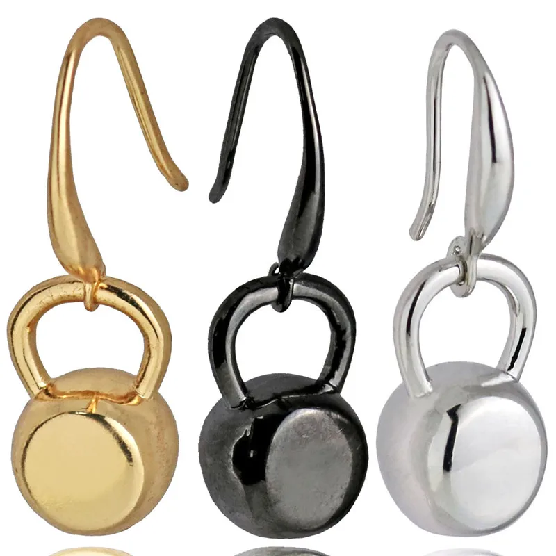 Фитнес вдохновляющий гири серьги для женщин нержавеющая сталь черный/Золотой