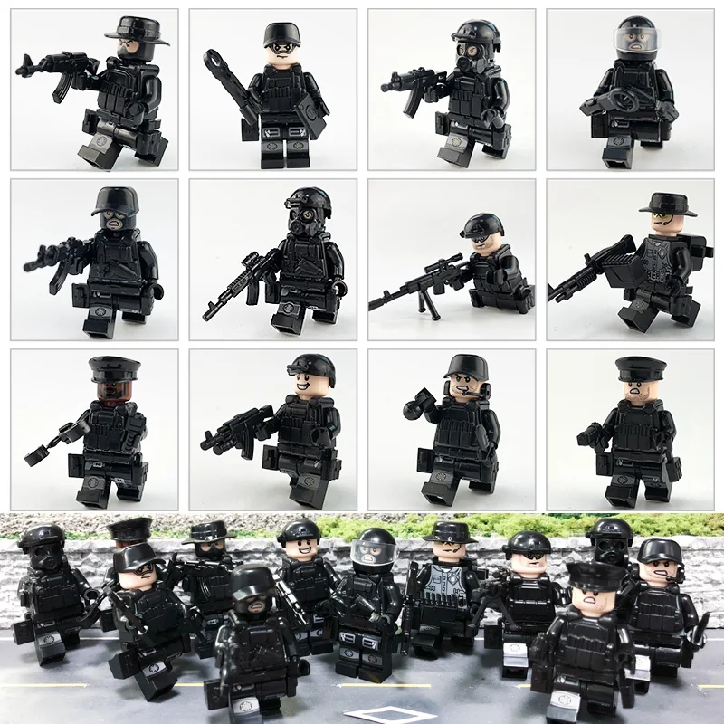 12 шт. военный спецназ Солдат оружие Legoings военные фигурки строительные блоки