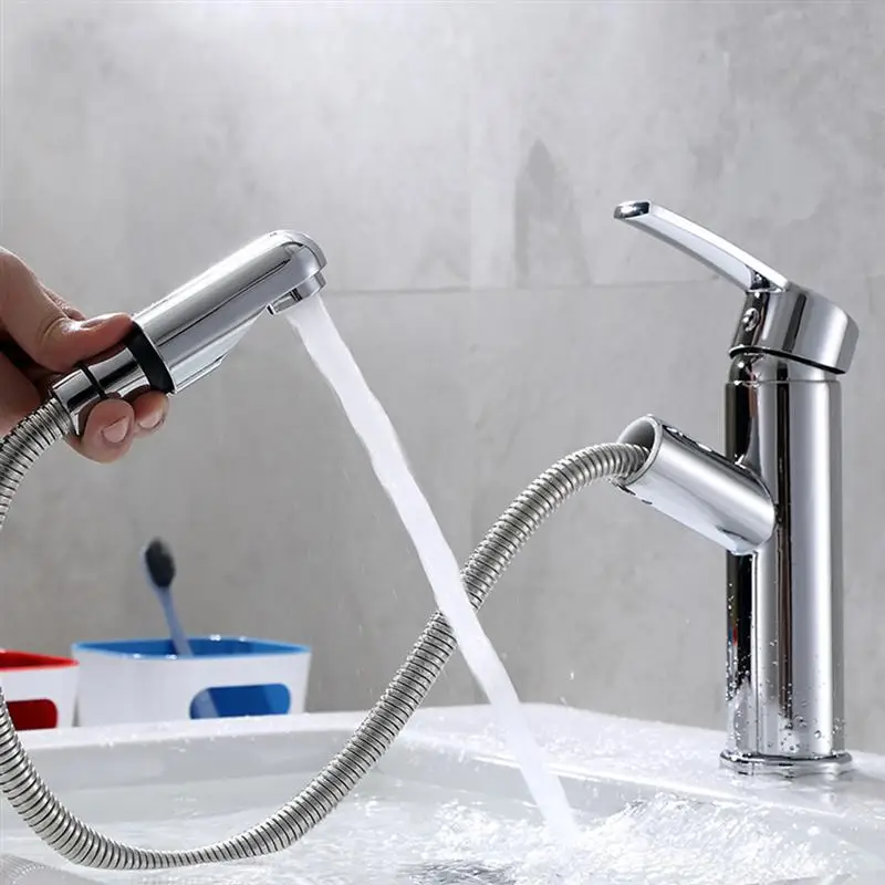 Basin Water Tap Cold And Hot Single Hole Faucet Durable Sink Pull Out Mixer Swivel Copper Home Accessories | Обустройство дома