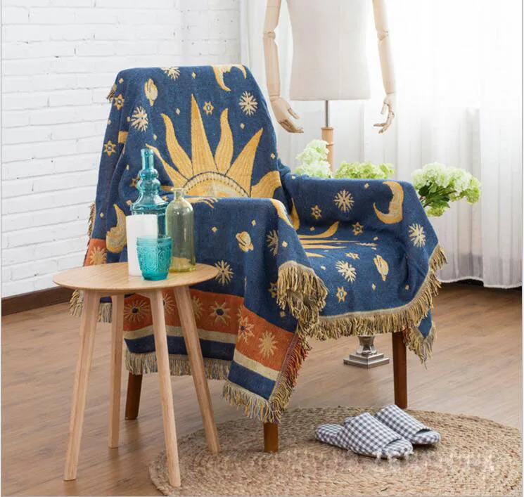 Трикотажное покрывало для дивана в стиле ретро от солнца гостиной спальни мягкий