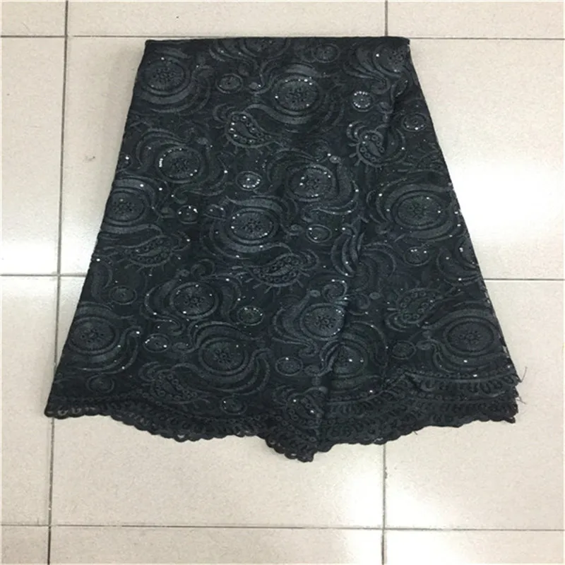Бесплатная Доставка! Черная кружевная ткань африканский тюль Сетчатое кружево с