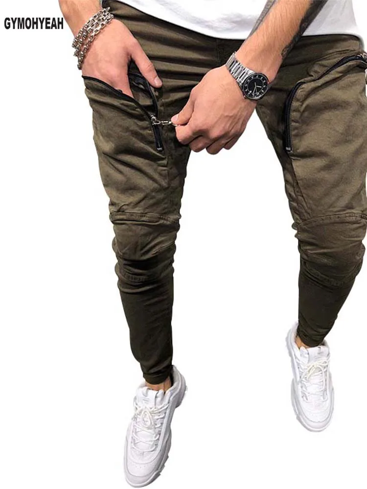 

GYMOHYEAH 2018 Men Jogger Pants Autumn New Brand Solid Casual Men's Pants Personality zip pocket Male Trousers Hot Sweatpants
