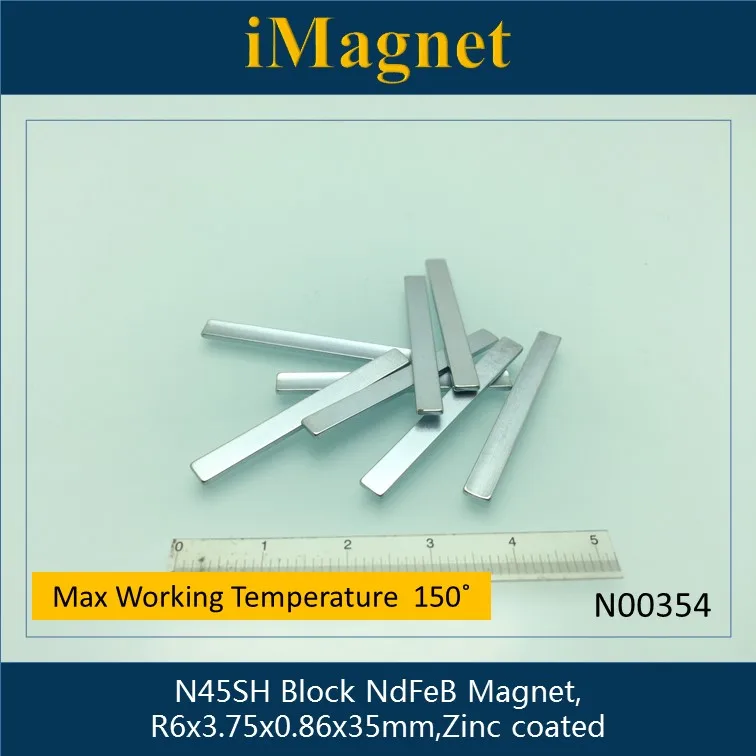 N00354 10 шт. N45SH Блок Неодимовый магнит r6x3 75x0 86x35 мм Ndfeb кубовидный для холодильника на