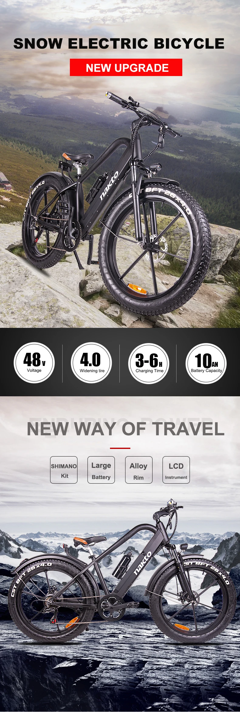 26 дюймов fat ebike 48V400W Электрический горный велосипед литиевая батарея снег пляж 4,0 fat tire Электрический велосипед SHIMANO7SPEED