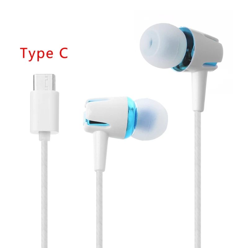 OOTDTY usb type-C наушники проводное управление стерео с микрофоном для LeEco Le 2/Max/Pro - Цвет: Blue