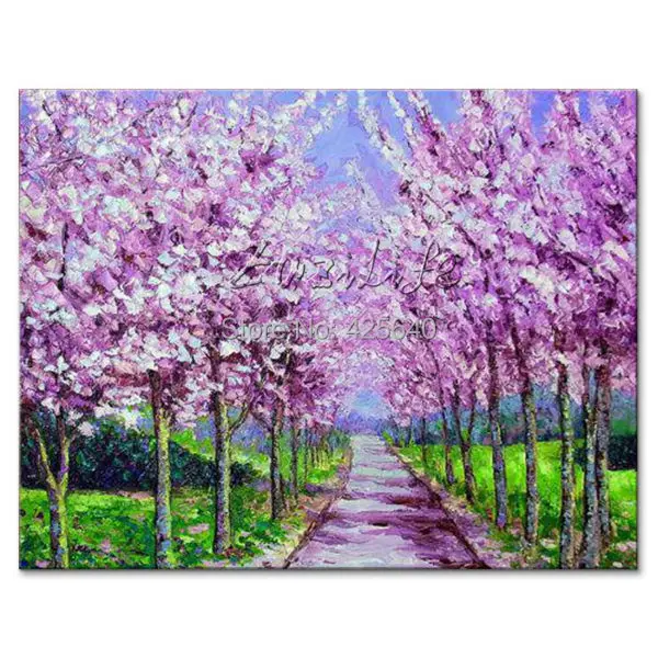 Ручная роспись сакуры оттенки палитра нож картина маслом на холсте высокое