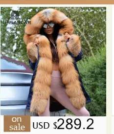 FURSARCAR New Winter Parka Luxury Women Natural Fur Jacket With Real Fox Fur Collar& Cuff Female Fashion Long Parkas Coat