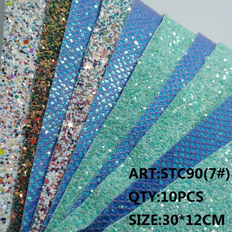 7 Прозрачный запас 1 комплект(10 шт.) 30X12 см Alisa Glitter Cuero Sintetico блестящая кожа для DIY аксессуары для волос ремесло STC90 - Цвет: 7