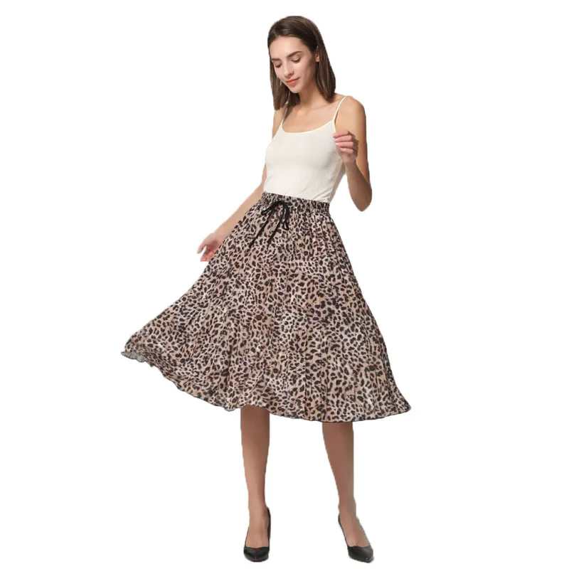 2019 Новая женская юбка для девочек модная повседневная леопардовая печать