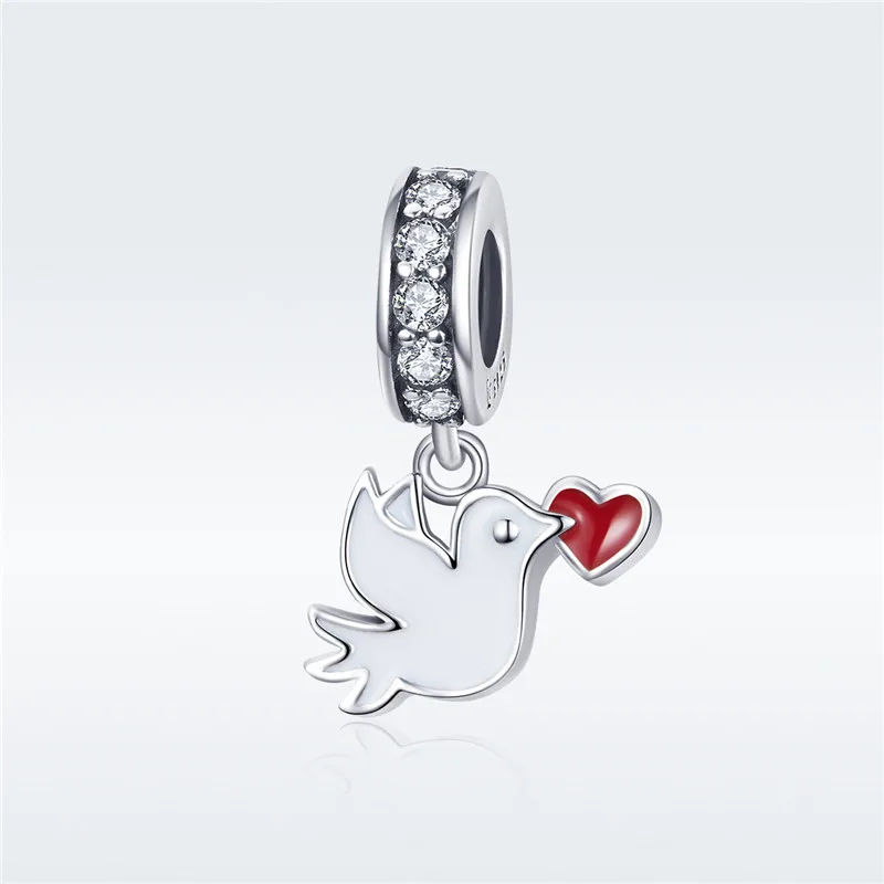 Браслет Pandora, серебро 925,, CZ, птица, хвост русалки, звезда, амулеты, клевер, поцелуй, зажим, розовое сердце, бусины для изготовления ювелирных изделий - Цвет: ASD1227