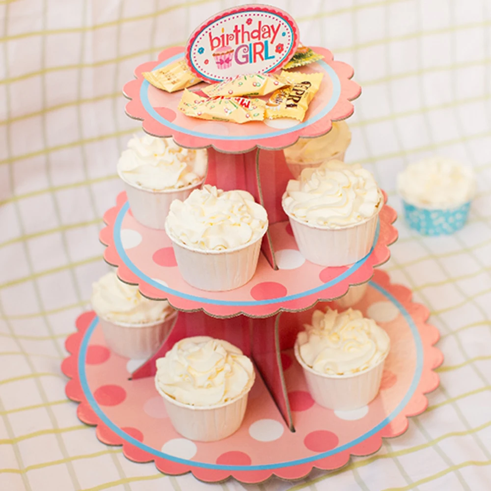 Чайные часы в горошек для мальчиков и девочек 3 яруса DIY бумажная Подставка под