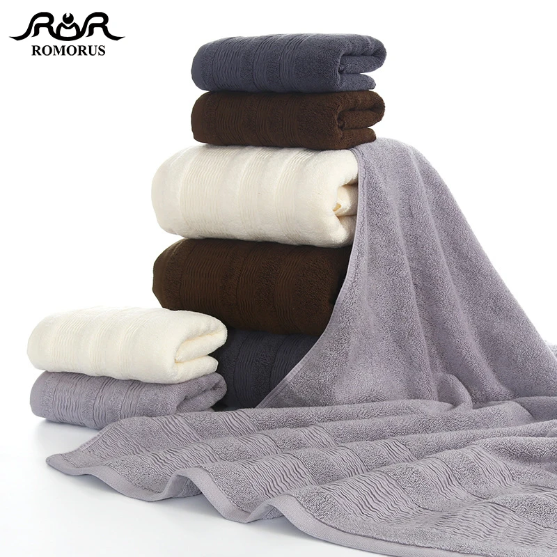ROMORUS Luxury Design Pakistan Cotton Bathroom Towels Thick 100% Bath Towel Silver Gray Soft Adults Big Beach Face | Дом и сад