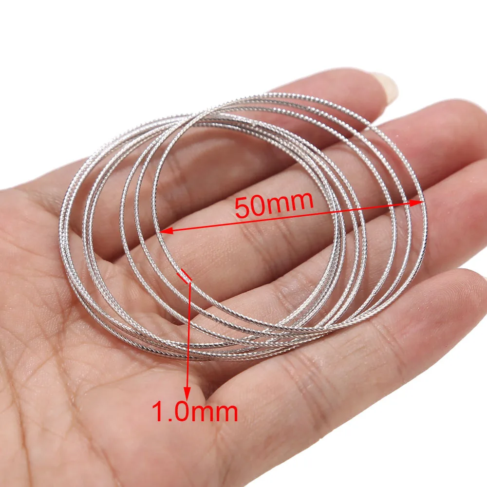 50mmx1mm 10 серебристого цвета из нержавеющей стали большой обруч круговые звенья O кольцевые соединители 50 мм/30 мм для изготовления сережек - Цвет: 50mmx1mm