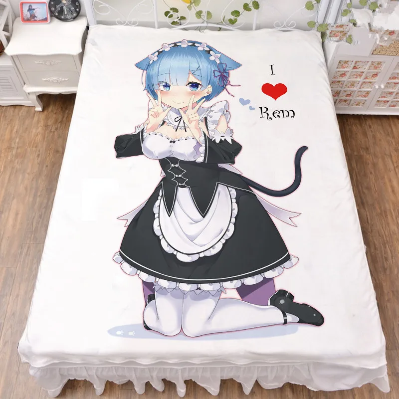 9 Аниме Re Zero kara Hajimeru Isekai Seikatsu сексуальные девушки персонажи Rem простыня молочное волокно и фланель одеяло летнее одеяло 150x200 - Цвет: 9