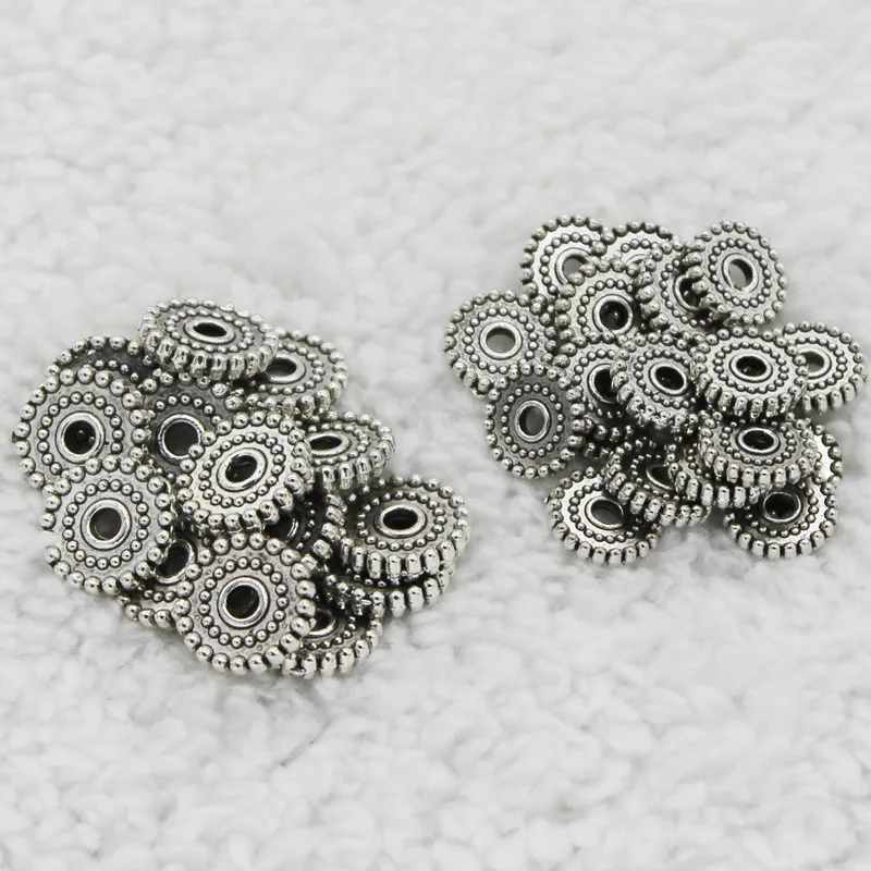 

200pcs Tibetan Silver Round Alloy Spacer Beads Wheel Metal Spacer Beads Charm for Jewelry Making Wholesale 6/8/10/12mm Pick Size
