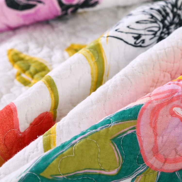 3 шт. хлопковые стеганые одеяла с цветочным принтом | Дом и сад