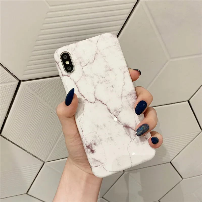 Черный белый мраморный камень полный покрытый узор чехол для телефона iPhone XS MAX 6 6s