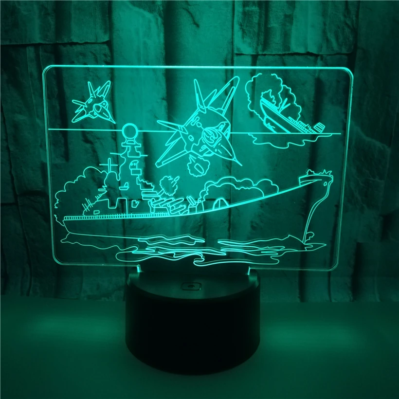 Новинка Лодка 3D ночной Светильник акриловый светодиодный USB настольная лампа 7