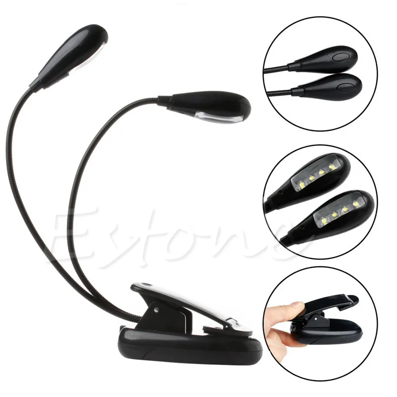 

Clip-on Adjustable Dual Arm 8 LED Piano Music Stand Book Light Reading Lamp