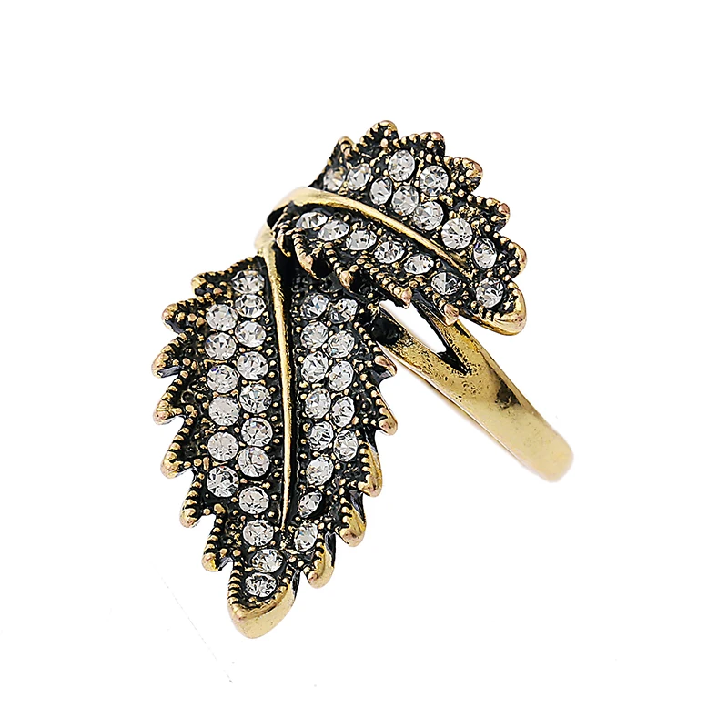 Кольцо женское винтажное серебряное в виде листьев Размер 7-9 | Украшения и