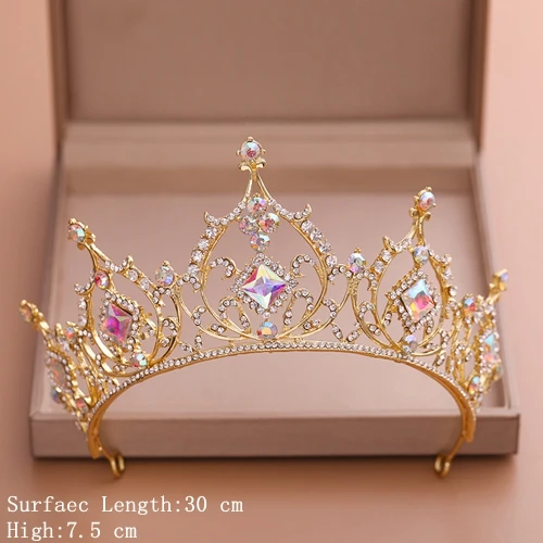 Gold Color Хрустальные Свадебные короны для невесты, корона для волос, тиара, золотые свадебные аксессуары для волос, Хрустальная свадебная тиара для женщин, свадебные украшения для волос - Окраска металла: Gold Color